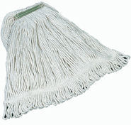 Super Stitch® Cotton Looped End Wet Mop Head, 20 oz Capacity, Medium, White, 1" White Headband
