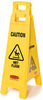 A Picture of product 966-523 Rubbermaid Floor Sign with "Caution Wet Floor" Imprint, 4-Sided. 38" L x 12" W x 37" H. 16" Deep. Yellow. Foldable.