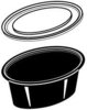 A Picture of product 106-501 SOUFFLE CUP 2OZ BLK W/LID. ELLIPSO OVAL SHAPED MICROWAVEABLE COMBO PACKED.