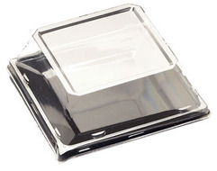 Yoshi Square Plate Dome Lid for 6.5" Dessert Plate. Clear. 2.25" H x 6.5" W x 6.5" D. 120/cs.