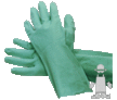 A Picture of product 280-333 Gloves. Nitrile, Flock Lined, Green Color, 15 Mil Thickness, Small Size.  1 Pair/Bag, 12 Dozen/Case, 144 Pairs/Case.