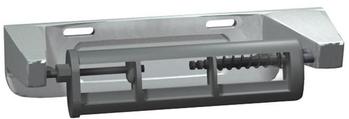 Single Roll Toilet Tissue Dispenser. Surface Mounted. Exposed Roll Design. Heavy Duty Cast Aluminum Construction. Overall Size: 6-9/16" Wide x 1-3/4" Tall x 4-3/4" Deep.