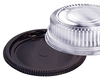 A Picture of product 193-442 Black Nova Round Platter with Clear High Dome Lid. 12 in. 25 Platters with Lids.