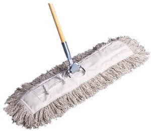 Dust Mop.  Cut End.  Cotton Hygrade Industrial.  5" x 36".  Keyhole Construction with Ties.