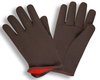 A Picture of product 280-204 Brown Jersey Gloves with Red Jersey Lining. Mens Size.  16 oz. Weight. Cotton Poly Blend. 12 Dozen/Case.
