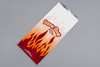 A Picture of product 209-251 Foil-In Thermal Bag.  For Hot Foods.  6-1/2" x 4-3/8" x 14".  1/2 Gallon Size.  Printed "Superhot" Design, in Red/Yellow Colors.