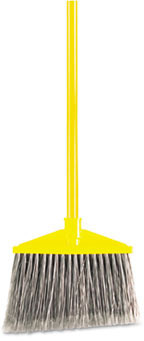 Rubbermaid® Commercial Angled Large Broom, Poly Bristles, 46 7/8" Metal Handle, Yellow/Gray