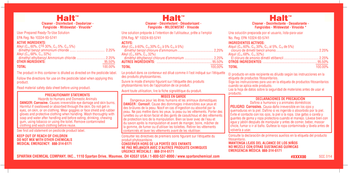 Secondary Label for Halt™ Clean on the Go One Step Cleaner.