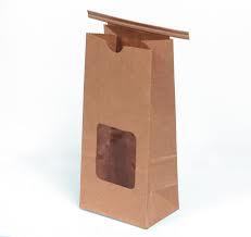 Tin Tie Bag. Kraft Paper with Window. 4-3/4" x 2-1/2" x 9-1/2". 1 lb. Plain Paper.
