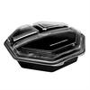 A Picture of product 241-430 Creative Carryouts® OctaView® 3-Compartment Plastic Octagonal Hot Food To-Go Box. 8/8/24 oz. 9.1 X 9.1 X 2.4 in. Black and Clear. 100 count.
