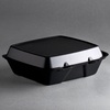 A Picture of product 217-135 Dart Performer® Foam Hinged-Lid Takeout Container, Large, Single Compartment with Removable Lid, 9.5" x 9.3" x 3", Black, 150 Containers/Case.