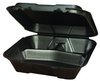 A Picture of product 217-136 Dart Black Foam Hinged Lid Container. 9.5" x 9.3" x 3.0". 200/cs