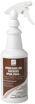 Premium Wood Polish.  Includes flip top closures and 3 trigger sprayers.  1 Quart.  12 Quarts/Case.