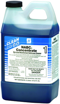 NABC® Concentrate 1. Non-acid disinfectant bathroom cleaner. Kills HCV, HBV and HIV-1 (AIDS Virus). EPA Reg. #5741-20. Use with standard Clean on the Go dispenser or Lock & Dial dispenser. 2 Liters.