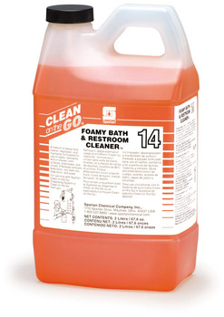 Foamy Bath & Restroom Cleaner 14. Medium to heavy-duty restroom cleaner, degreaser. 2 Liters for Clean on the Go Dispenser.