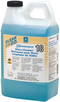 BioRenewables® Glass Cleaner 18. Formulated to clean mirrors, glass and Plexiglas surfaces using biobased surfactants. Non VOC. Crisp waterfall fragrance. Green Seal™ Certified. 2 Liters.