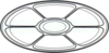 A Picture of product 193-122 Caterware® Deluxe Embossed Aluminum Trays.  18" Diameter.  Lazy Susan 6-Compartment Tray.