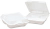 A Picture of product 217-702 Genpak® Hinged-Lid Foam Carryout Containers,  3-Comp, 9x9-1/4x3, White, 100/BG, 2 BG/CT