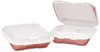 A Picture of product 217-717 Genpak® Snap It™ Hinged-Lid Foam Food Container,  3-Compartment, 8-4/9" x 7-5/8" x 2-3/8", White, 200/Case