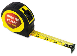 Great Neck® ExtraMark™ Tape Measure, 1" x 25ft, Steel, Yellow/Black