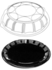 A Picture of product 193-148 SmartLock® Caterware® Scallop Edge Flat Trays. Black Plastic Tray with Dome Lid. 12" Diameter.