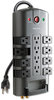 A Picture of product BLK-BP11223008 Belkin® Pivot Plug Surge Protector,  12 Outlets, 8 ft Cord, 4320 Joules, Gray