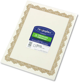 Geographics® Award Certificates, 8-1/2 x 11, Optima Gold Border, 25/Pack