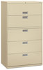 A Picture of product HON-695LL HON® Brigade® 600 Series Lateral File 4 Legal/Letter-Size Drawers, 1 Roll-Out Shelf, Putty, 42" x 18" 64.25"