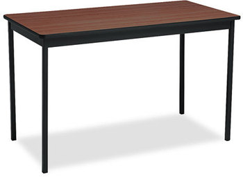 Barricks Utility Table,  Rectangular, 48w x 24d x 30h, Walnut/Black