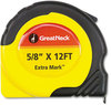 A Picture of product GNS-95007 Great Neck® ExtraMark™ Tape Measure,  5/8" x 12ft, Steel, Yellow/Black
