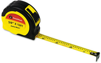 Great Neck® ExtraMark™ Tape Measure, 5/8" x 12ft, Steel, Yellow/Black