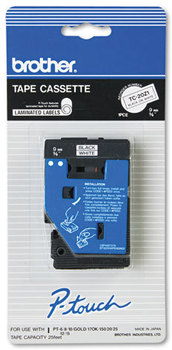 Brother P-Touch® TC Series Standard Adhesive Laminated Labeling Tape,  3/8w, Black on White