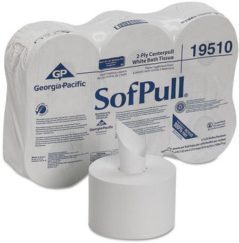 SOFPULL® CENTERPULL 2-PLY HIGH-CAPACITY TOILET PAPER BY GP PRO (GEORGIA-PACIFIC), WHITE, 6 ROLLS PER CASE 6 ROLL(S) @ 1000 Sheets, Sheet (WxL) 5.25" x 8.4".  Bath Tissue.