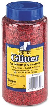 Pacon® Spectra® Glitter, .04 Hexagon Crystals, Red, 16 oz Shaker-Top Jar