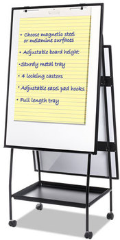 MasterVision® Creation Station Magnetic Dry Erase Board,  29 1/2 x 74 7/8, Black Frame