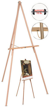MasterVision® Oak Display Tripod Easel,  60", Wood/Brass