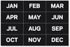 A Picture of product BVC-FM1108 MasterVision® Interchangeable Magnetic Characters,  Months Of The Year, Black/White, 2" x 1"