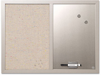 MasterVision® Designer Fabric Bulletin Board, Bulletin/Dry Erase, 24X18, Gray Frame