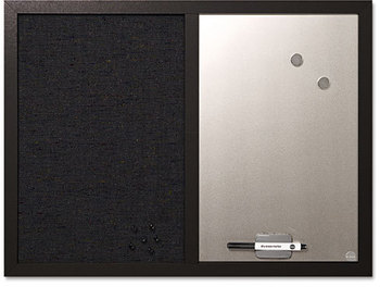 MasterVision® Designer Fabric Bulletin Board, Bulletin/Dry Erase, 24X18, Black Frame