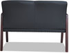 A Picture of product ALE-RL2219M Alera® Reception Lounge WL Series Loveseat Wood 44.88w x 26.13d 33h, Black/Mahogany