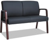 A Picture of product ALE-RL2219M Alera® Reception Lounge WL Series Loveseat Wood 44.88w x 26.13d 33h, Black/Mahogany