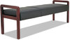 A Picture of product ALE-RL2419M Alera® Reception Lounge WL Series Bench Three-Seater, 65.75w x 22.25d 22.88h, Black/Mahogany