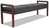 A Picture of product ALE-RL2419M Alera® Reception Lounge WL Series Bench Three-Seater, 65.75w x 22.25d 22.88h, Black/Mahogany