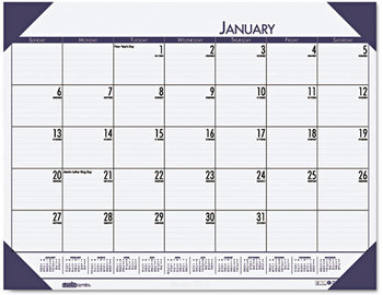 House of Doolittle™ EcoTones® 100% Recycled Monthly Desk Pad Calendar 22 x 17, Ocean Blue Sheets/Corners, Black Binding, 12-Month (Jan-Dec): 2026