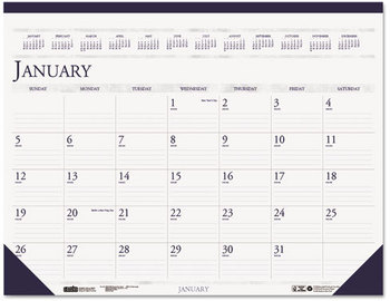 House of Doolittle™ 100% Recycled Two-Color Dated Monthly Desk Pad Calendar 22 x 17, Perforated White/Blue/Gray Sheets, 12-Month (Jan-Dec): 2026