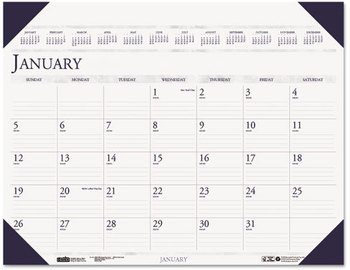 House of Doolittle™ Executive Monthly Desk Pad Calendar 24 x 19, White/Blue Sheets, Blue Corners, 12-Month (Jan to Dec): 2026