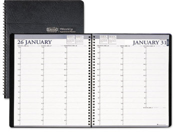 House of Doolittle™ 100% Recycled Professional Weekly Planner Ruled for 15-Minute Appointments Appts, 11 x 8.5, Black Wirebound Soft Cover, 24-Month: Jan 2026 to Dec 2027