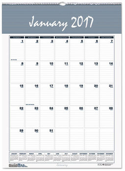 House of Doolittle™ Bar Harbor 100% Recycled Wirebound Monthly Wall Calendar Academic Year 15.5 x 22, White/Blue Sheets, 12-Month(Aug-July):2025-2026