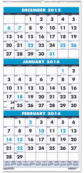 House of Doolittle™ 100% Recycled Three-Month Format Wall Calendar Vertical Orientation, 8 x 17, White Sheets, 14-Month: Dec 2025 to Jan 2027