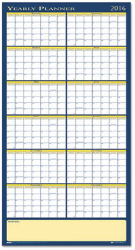 House of Doolittle™ 100% Recycled Reversible Yearly Wall Planner 60 x 26, White/Blue/Yellow Sheets, 12-Month (Jan to Dec): 2026